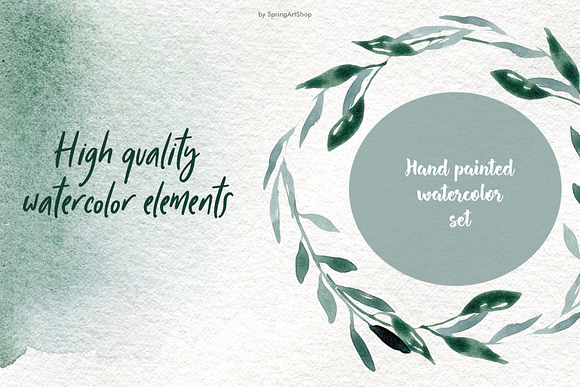 Watercolor Mountains and greens in Illustrations - product preview 5