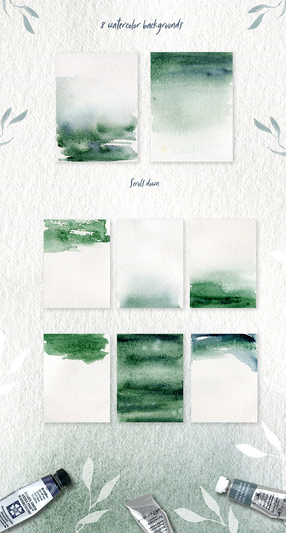 Watercolor Mountains and greens in Illustrations - product preview 7