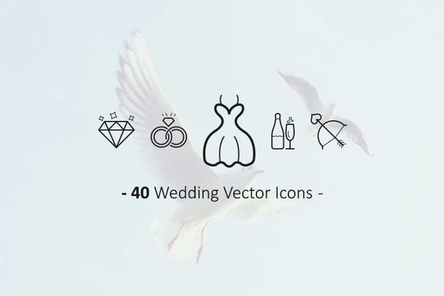 40 Outline Wedding Icons