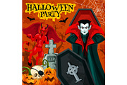 Halloween night party poster with