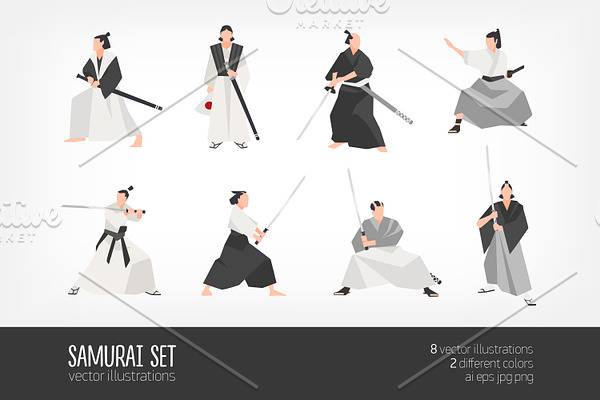 Collection of 8 samurai