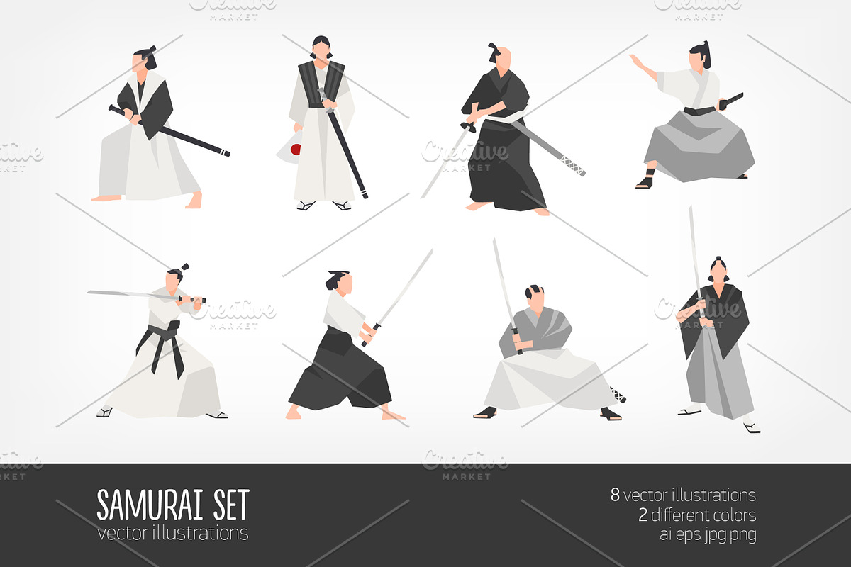 Collection of 8 samurai in Illustrations - product preview 8