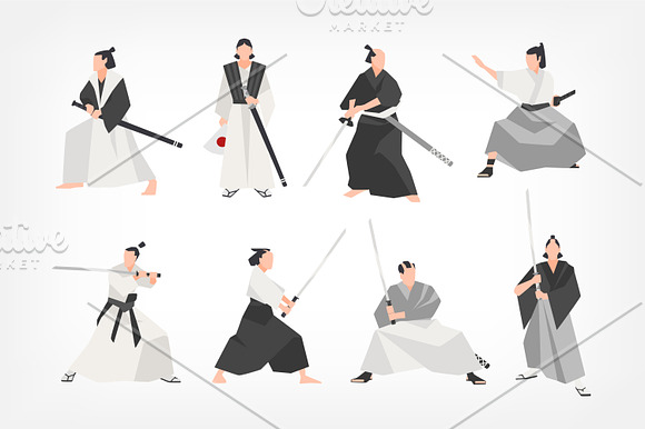 Collection of 8 samurai in Illustrations - product preview 2