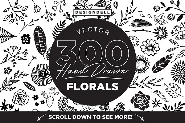 300 Hand Drawn Florals