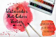 Watercolor Vector stains. Hot colors