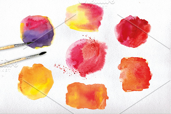 Watercolor Vector stains. Hot colors in Textures - product preview 1