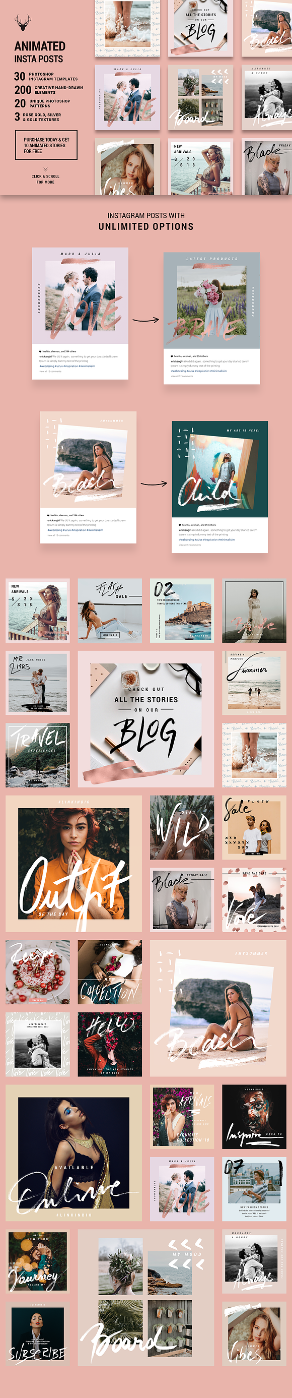 ANIMATED Instagram Posts Bundle in Instagram Templates - product preview 1