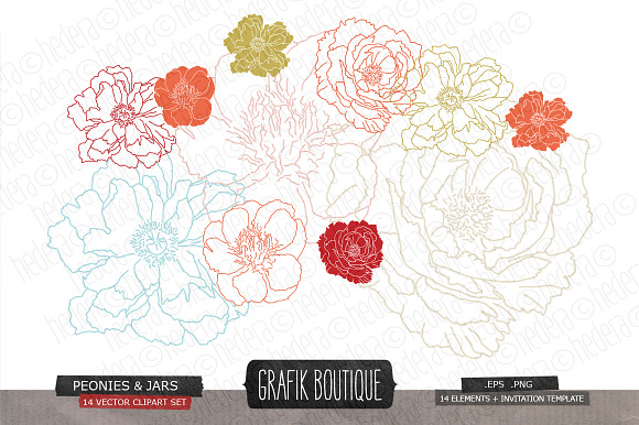 Flowers hanging jars vector wedding in Illustrations - product preview 2
