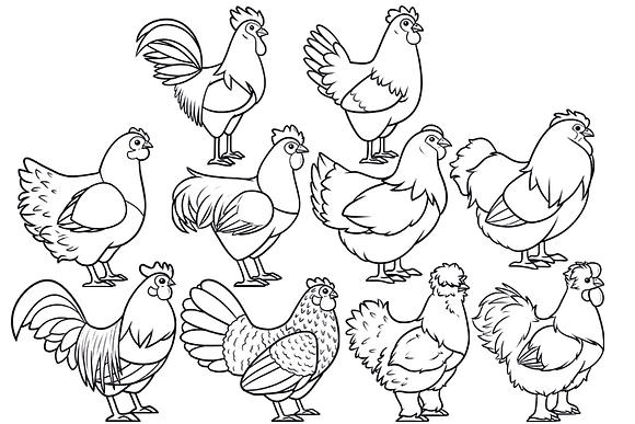 5 Chicken breeds clip art set in Illustrations - product preview 9