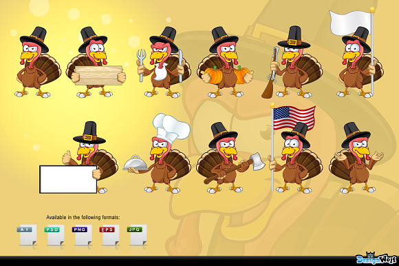 Thanksgiving Turkey Character in Illustrations - product preview 1