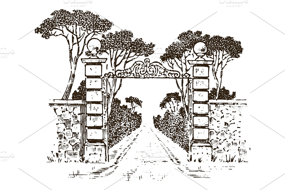 Vintage gates. Victorian doors in Illustrations - product preview 8