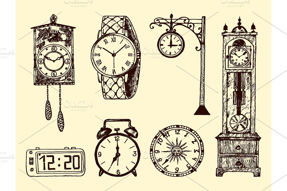 Vintage classic pocket watch in Illustrations - product preview 8
