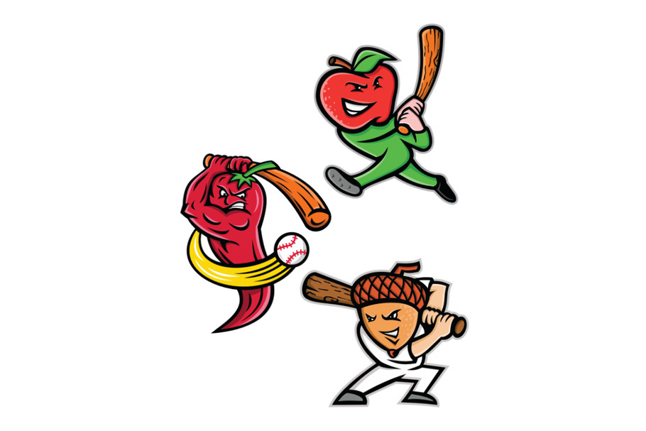 Fruit Baseball Sports Mascot Collect