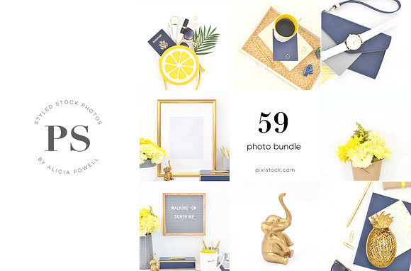 59 Photos, Yellow Blue Floral Bundle in Graphics - product preview 7