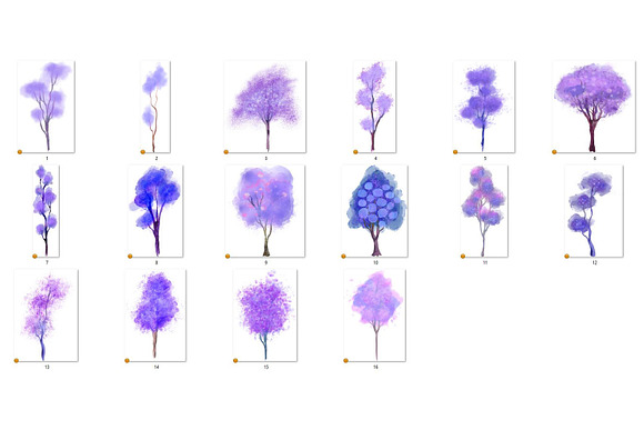 Purple Watercolor Trees Clipart in Illustrations - product preview 2