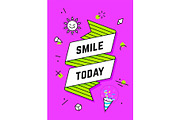 Smile Today. Vintage ribbon banner