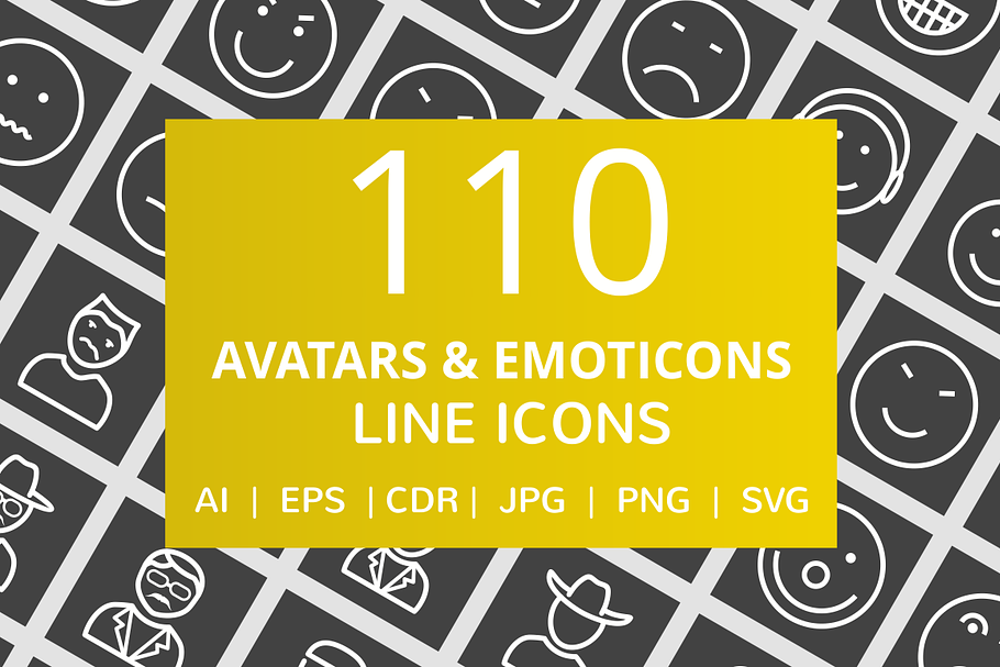 110 Avatars & Emoticons Line Icons