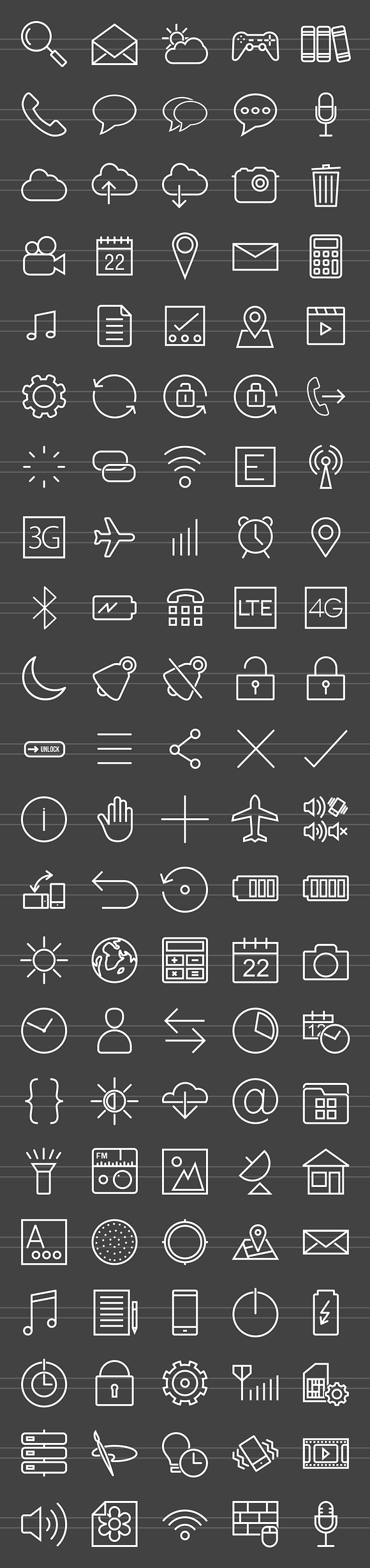 110 Mobile Interface Line Icons in Graphics - product preview 1