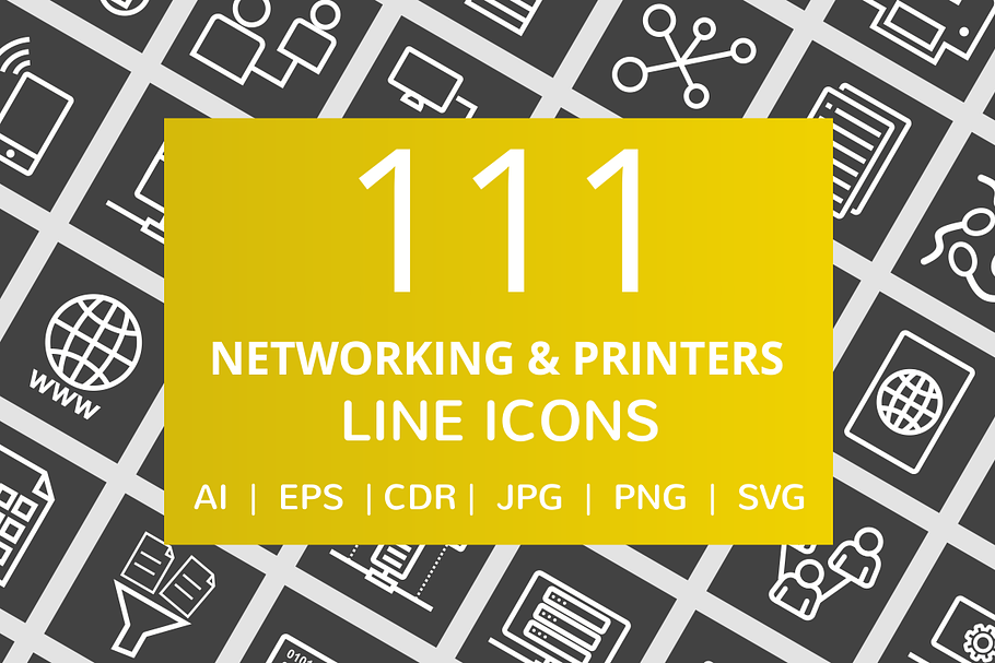 111 Networking & Printers Line Icons