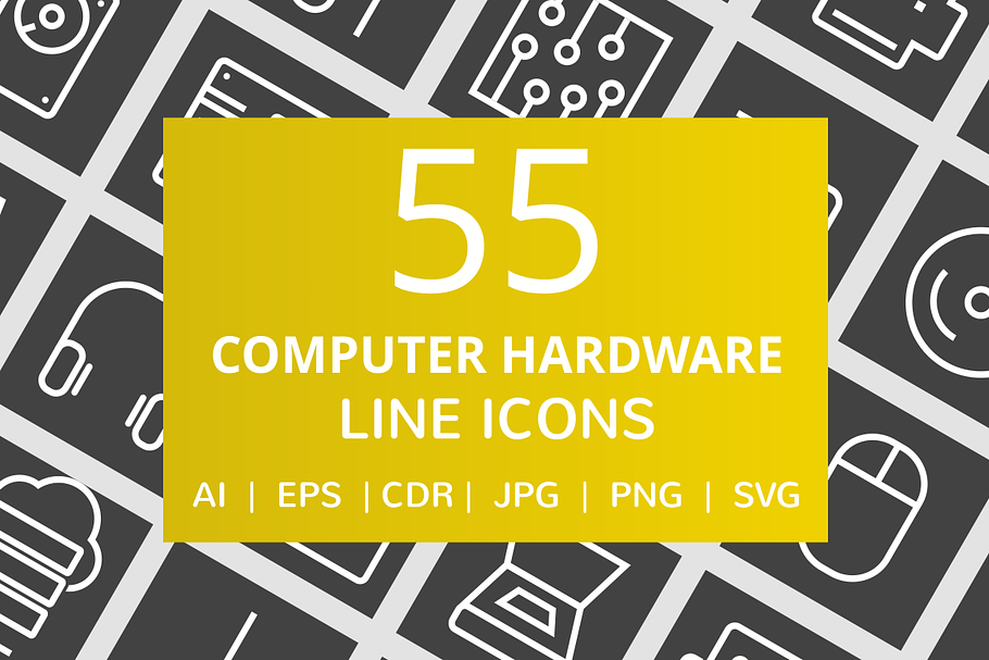 55 Computer & Hardware Line Icons