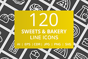 120 Sweets & Bakery Line Icons