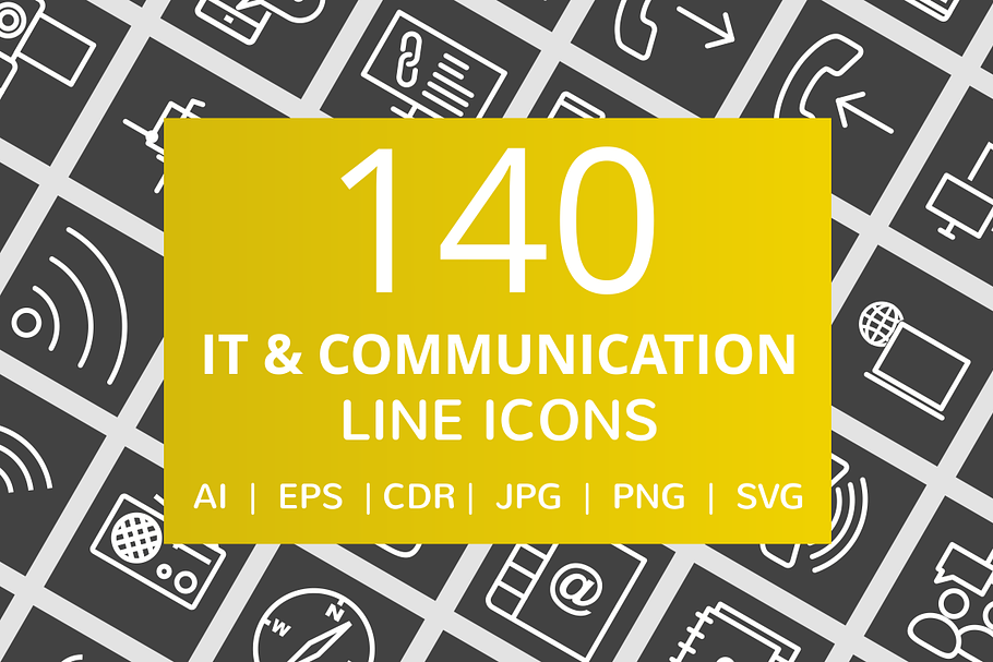 141 IT & Communication Line Icons in Graphics - product preview 8