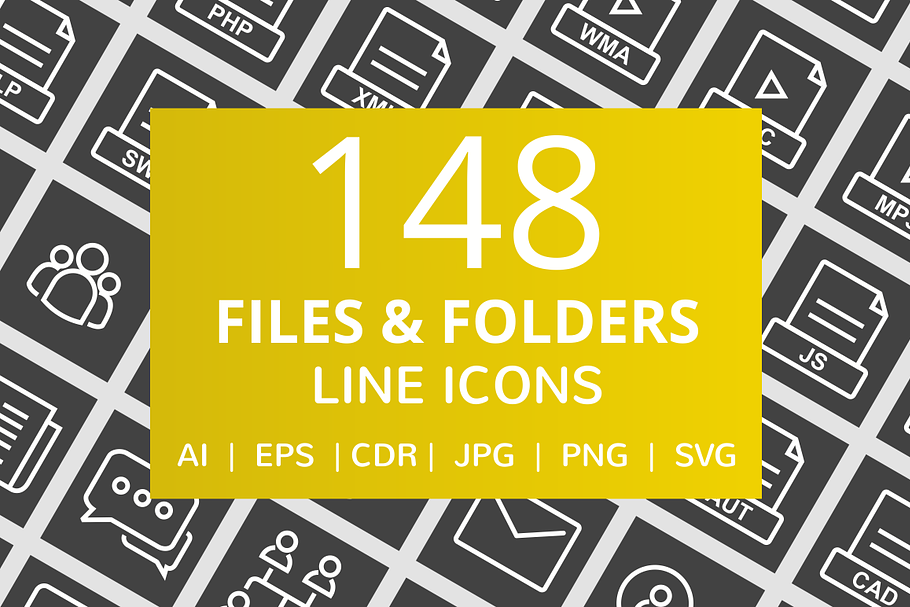 148 Files & Folders Line Icons