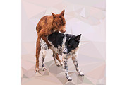 Low poly male dog cover female dog