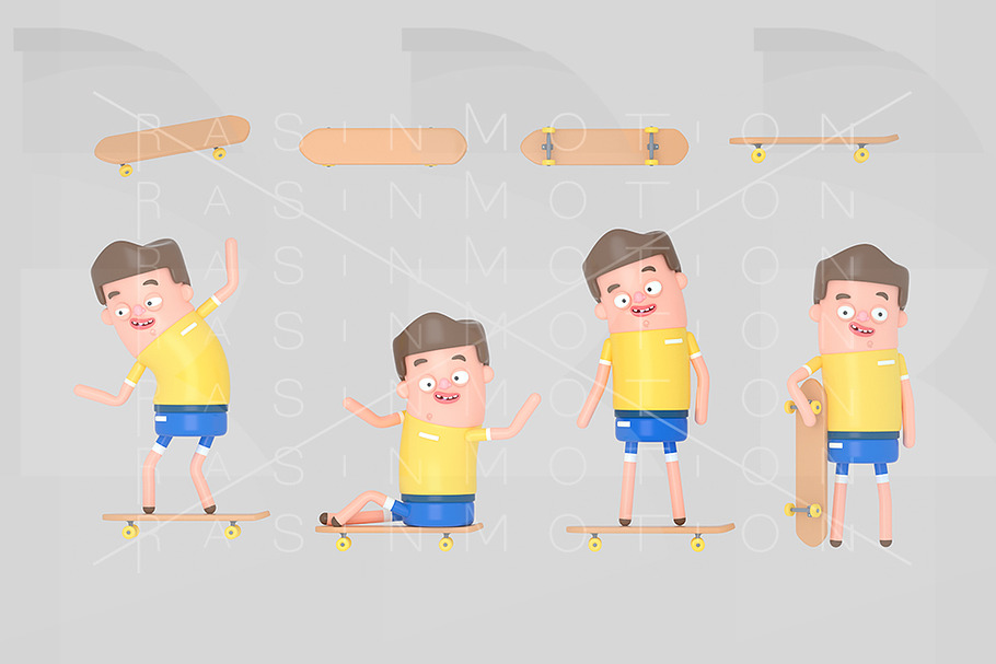 Young boy on skateboard in Illustrations - product preview 8