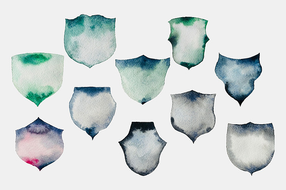 Gold Touched Watercolor Crests in Objects - product preview 4