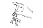 Keys in hand engraving vector