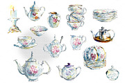 Watercolor Tea Set
