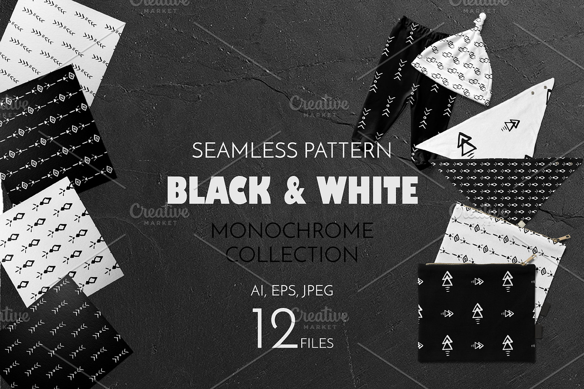 Black and white pattern collection in Patterns - product preview 8