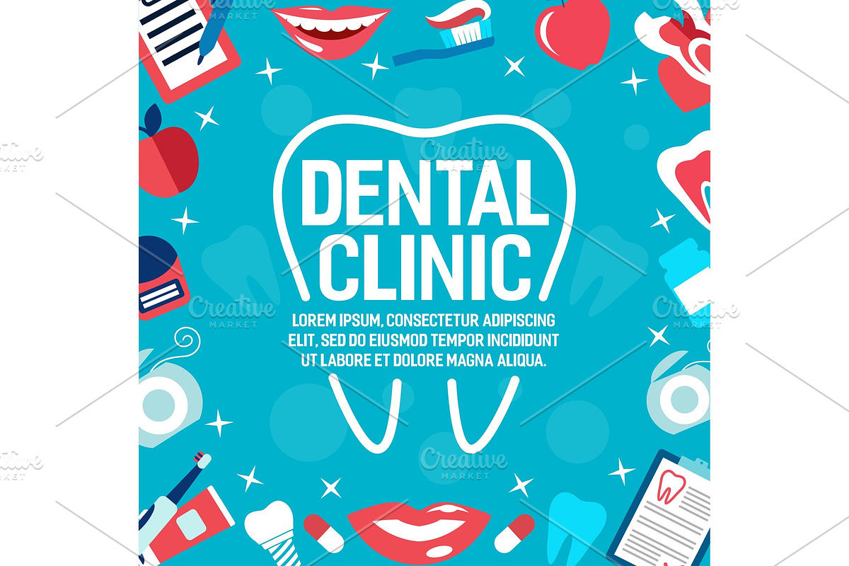 Vector poster of dental clinic tooth in Illustrations - product preview 8