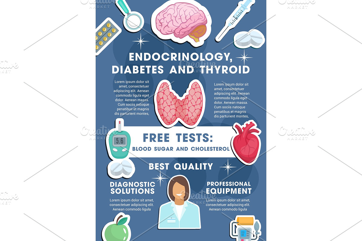 Vector poster for endocrinology in Illustrations - product preview 8