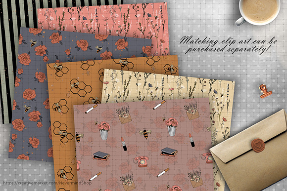Doodle flowers digital papers in Patterns - product preview 3