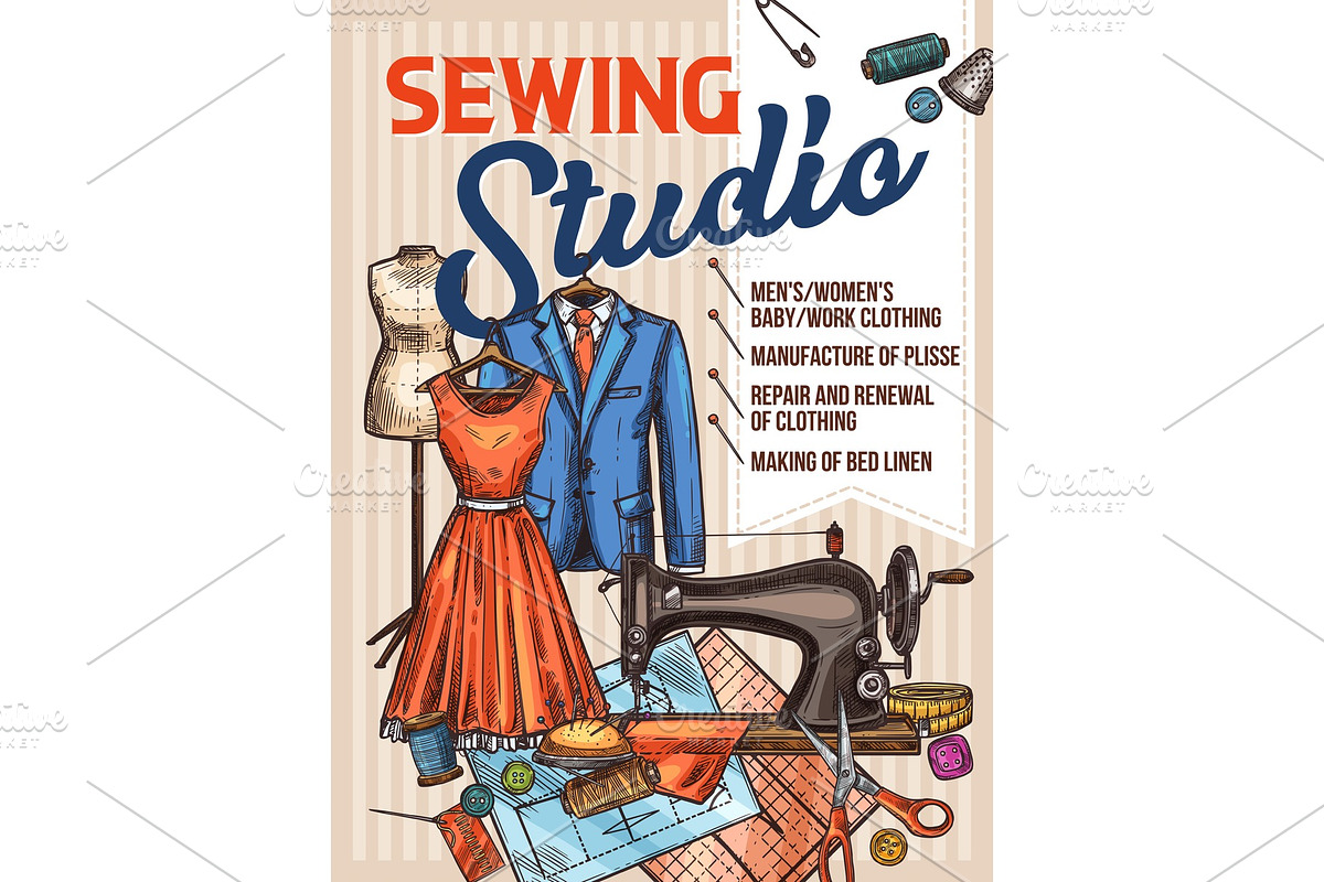 Atelier sewing and tailoring vector in Illustrations - product preview 8
