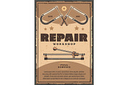 Vector retro poster of repair work