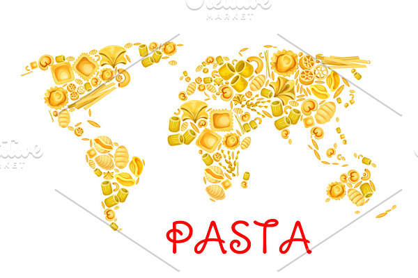 Pasta vector Italian macaroni world