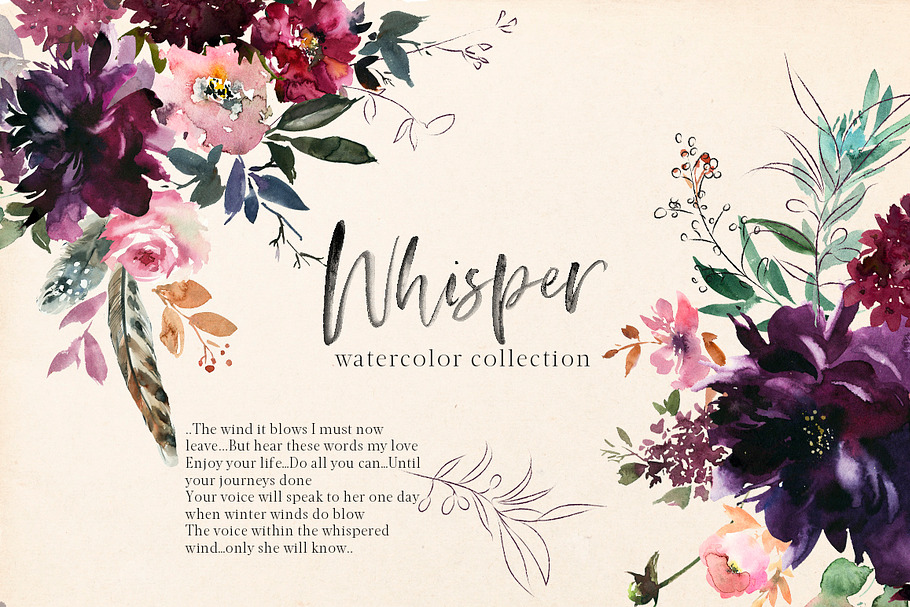 Whisper Watercolor Floral Clipart