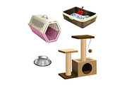 Vector set of pet shop accessories.