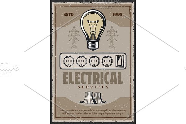 Electric socket and lightbulb vector