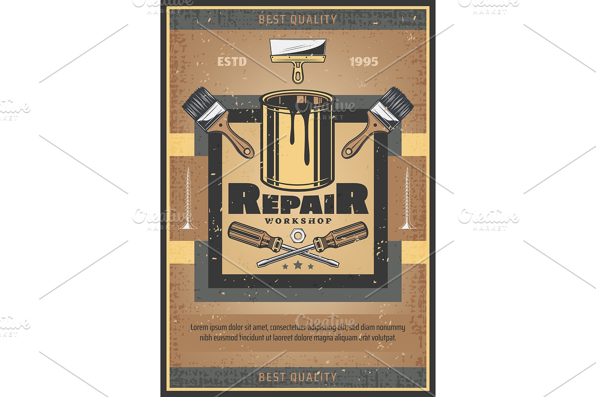 Repair tools and paint brush vector in Illustrations - product preview 8