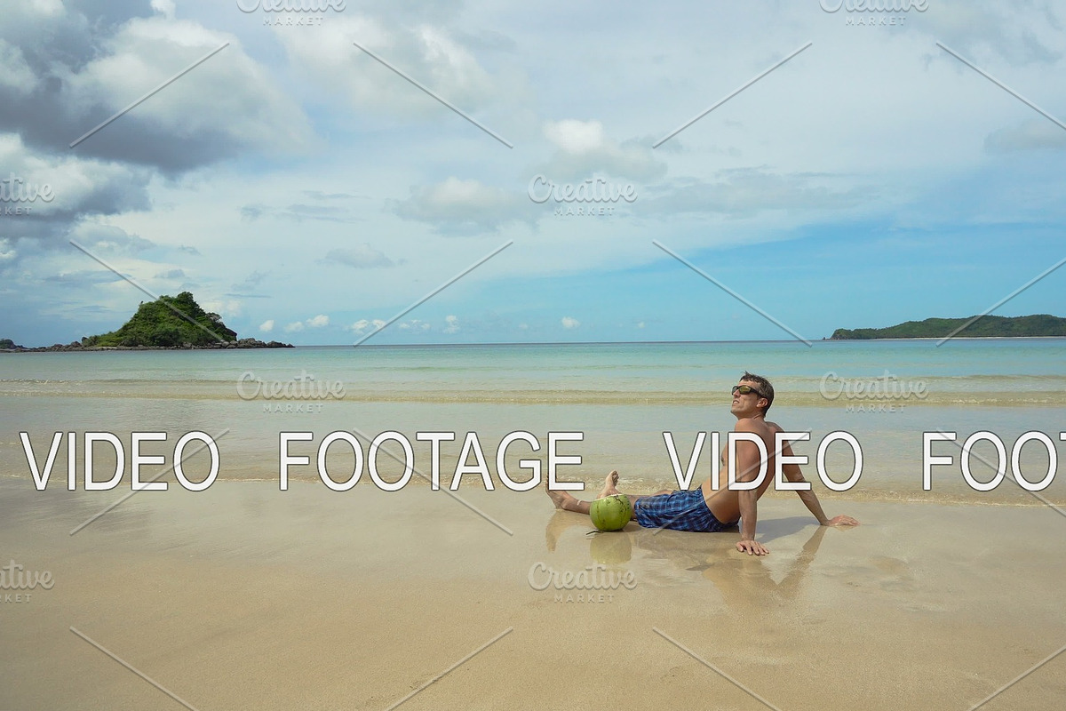 Man sitting on the beach. in Graphics - product preview 8