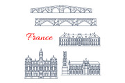 Vector architecture icons of France