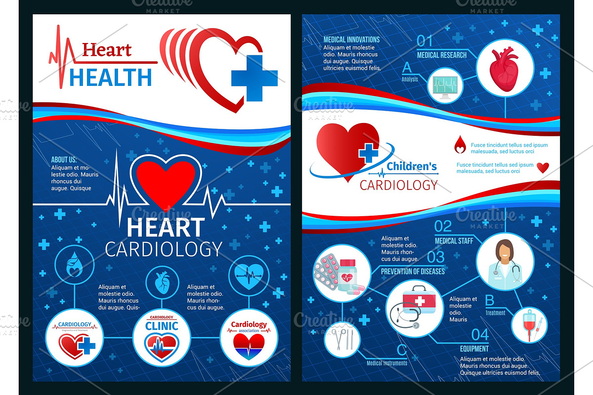 Vector brochure of cardiology heart in Illustrations - product preview 8