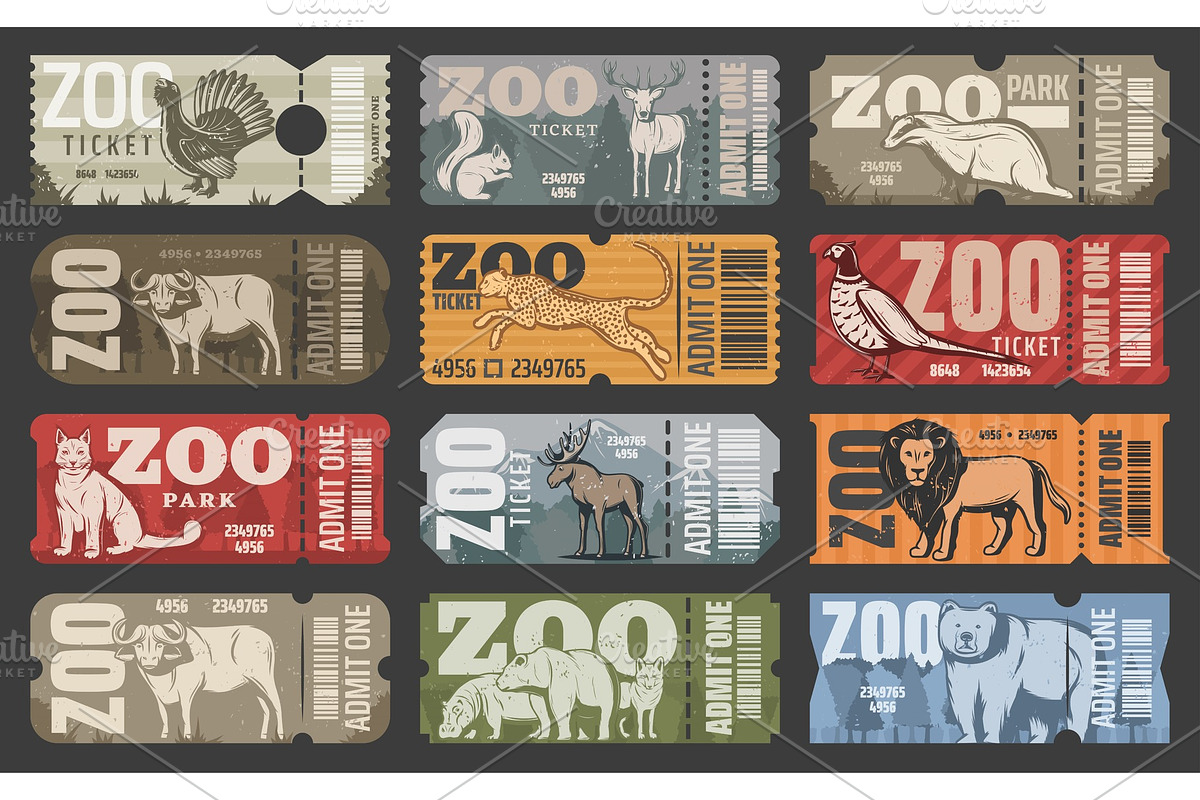 Vector tickets of zoo park animals in Illustrations - product preview 8