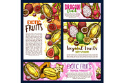 Vector exotic tropical fruits sketch
