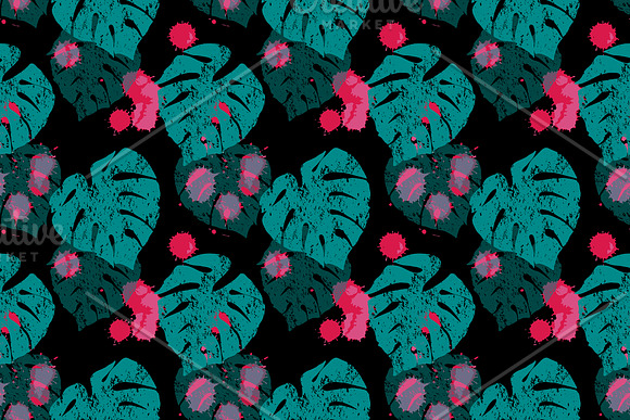 Monstera leaf sketch pattern vector in Patterns - product preview 1