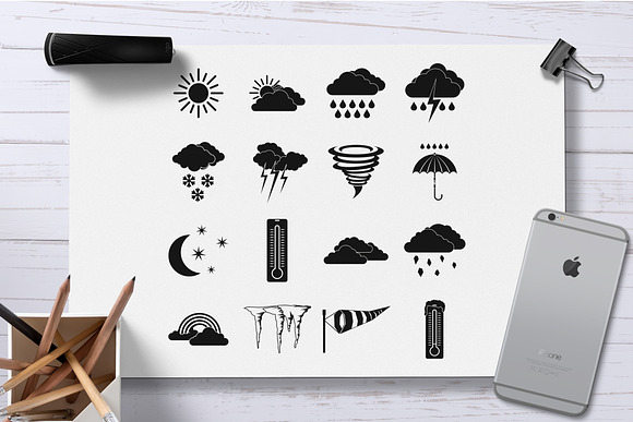Weather set icons, simple style in Graphics - product preview 2